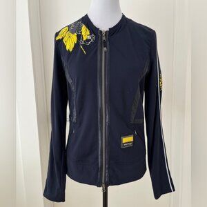 SPORTALM Warm Up Jacket Front Zip Floral Decal Detail Athleisure Sporty Casual